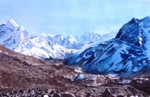 Commissioned Nepal painting, commissioned, nepal, painting, watercolor, watercolour, watercolor painting, watercolour painting