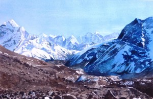 Commissioned Nepal painting, commissioned, nepal, painting, watercolor, watercolour, watercolor painting, watercolour painting