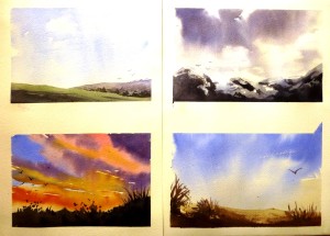 practise watercolor skies, watercolour sky studies, watercolor sky studies