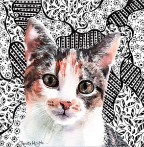 cat painting, how to paint a cat, watercolour and ink cat, how to paint fur babies, how to paint pets