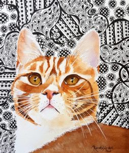 ginger cat painting, how to paint pets